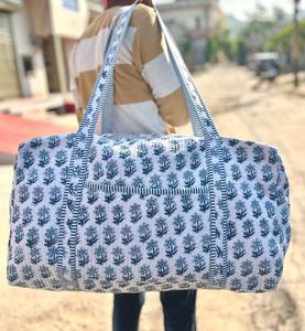 Cotton Quilted Duffle Shoulder <b>Bag</b> Floral Print Eco-Friendly Leather Canvas Lining Fashionable <b>Overnight</b> Shopping Duffle <b>Bag</b> - Product Image 1