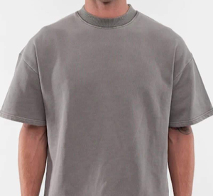 T-shirt Boxy Oversize Homme Tendance de Luxe en Twill 100% Polyester Col Montant Qualité Supérieure Grammage Lourd - Product Image 4