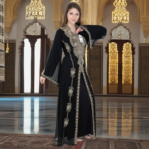 Robe traditionnelle marocaine musulmane de luxe la plus récente au Royaume-Uni, brodée, abaya ouverte, caftan pour les occasions spéciales, caftan, robe respirante - Product Image 1