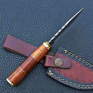 Cuchillo de Caza Bushcraft Hecho a Mano, Venta al por Mayor, Cuchillo de Hoja Fija de Acero de Damasco, para Supervivencia al Aire Libre y Camping, con Funda - Product Image 2