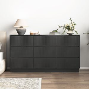 Cassettiera Moderna Stile Mid-Century a 9 Cassetti in Legno, Grande Mobile da Terra per Camera da Letto, Adatta per Supporto TV Lungo - Product Image 1