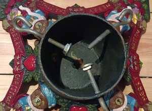 Vintage Cast Iron Christmas Tree Stand – Mid Century Holiday Decor with Bears and Holly <b>Leaves</b> - Product Image 2