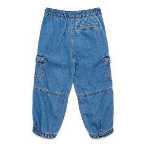 Pantalon cargo en jean ample et confortable pour garçons, style vintage, en coton élasthanne, taille élastique, jean doux et épais, multi-poches, avec revers. - Product Image 3