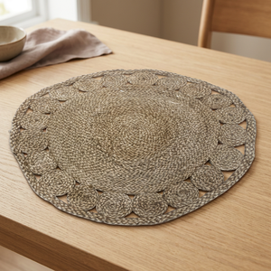 Handmade Luxury Customized Jute <b>Placemat</b> Natural <b>Round</b> with Lace Bamboo Material for Table Decoration MOQ Export From Bangladesh - Product Image 2