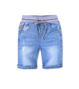 Shorts en jean décontractés pour garçons avec cordon de serrage à la taille, shorts en coton bleu délavé pour l'été - Product Image 5