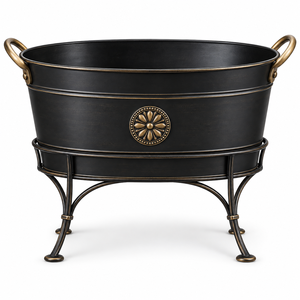 Luxury <b>Gold</b> Vintage Modern Metal Beverage Tub <b>Ice</b> <b>Bucket</b> Wrought Iron Stand Handles Portable Wine Beer Party Wedding Hotel - Product Image 2