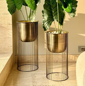 Juego de 2 Macetas de Metal Dorado de Lujo con Soporte Alto, Modernas, para Interiores y Exteriores, para Hogar, Jardín, Balcón, Sala de Estar - Product Image 2