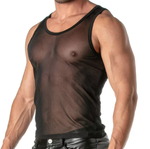 Men Casual G-<b>String</b> Singlets Quick Dry Breathable Tank <b>Tops</b> Red Color Knitted Mesh Washed Technique Athletic Mesh Tank <b>Tops</b> - Product Image 5