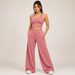 Conjunto de Dos Piezas para Mujer, Sin Cuello, Corte Holgado, Informal, para Uso Diario, Chaleco y Pantalón Corto con Bordado de Efecto 3D, Pierna Ancha, con Bolsillos, Ecológico - Product Image 1