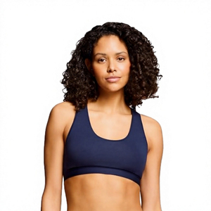 Women's Navy <b>Blue</b> Racerback Sports <b>Bra</b> Scoop Neck Medium Support Breathable Seamless Fitness Yoga Wear - Product Image 3