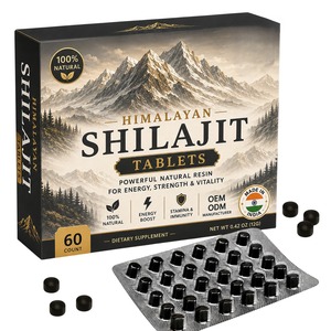 Comprimés de Shilajit traditionnels de l'Himalaya 500mg, comprimés de Shilajit pur avec acide fulvique naturel et minéraux pour soutenir l'énergie - Product Image 1