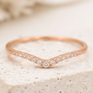 S925 Sterling <b>Silver</b> <b>Stacking</b> Band with CZ Crystal Pave Setting for Women Wholesale 14k Gold Curve <b>Ring</b> - Product Image 4