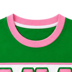 Camiseta Deportiva AKA Premium Jersey Verde, Blanca y Rosa, Cuello Redondo, para Mujer, Ropa Casual Griega - Product Image 4
