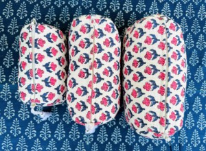 Block Printed Toiletry Bag: Large Waterproof Travel Cosmetic Bag Floral Print Toiletry Travel Pouches Boho <b>Shaving</b> <b>Kit</b> - Product Image 5