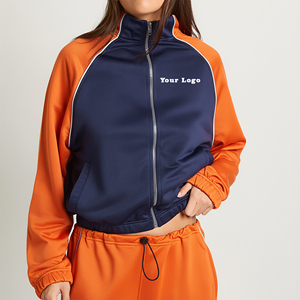 เสื้อสเวตเชิ้ตซิปแบบมีสีตัดกัน ผลิตตามสั่ง OEM/ODM ผ้าโพลีเอสเตอร์ 100% สำหรับผู้หญิง สวมใส่สบาย ระบายอากาศได้ดี น้ำหนักเบา - Product Image 1