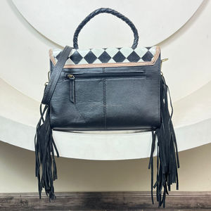 Bolso de Mano de Cuero con Flecos Ocultos de Gran Capacidad, Bandolera con Patrón a Cuadros, Moda Vintage para Mujer - Product Image 5