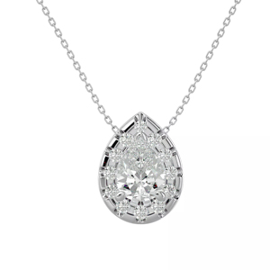 Collier pendentif diamant taille poire en argent 925 plaqué rhodium, bijou classique pour femme avec chaîne à maillons - Product Image 1