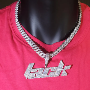 Collar de Lujo Unisex de Plata 925 con Moissanita, Diseño Hip Hop Iced, Estilo Urbano, Personalizable con Letra, Bañado en Rodio, Venta al por Mayor - Product Image 5