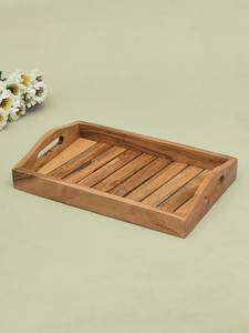 Wood <b>Tray</b> for Hotel & Home at Inexpensive Cost Customization Metal Handle Food Serving <b>Tray</b> From India - Product Image 3