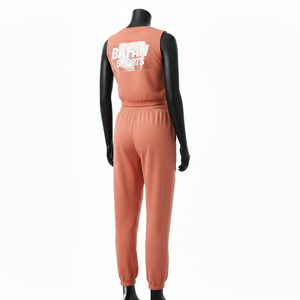 Ensemble haut court et pantalon pour femme, polyester et élasthanne 220 GSM, couleur unie, logo personnalisé par transfert thermique, ensembles pour femmes - Product Image 5