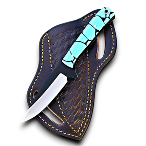 Cuchillo Artesanal Profesional de Acero Inoxidable Damasco 12C27 con Punta de Gota y Agujero para el Dedo, EDC, para Campamento, Rescate, Caza y Actividades al Aire Libre Multifuncionales - Product Image 3