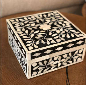 Boîte à bijoux indienne personnalisée en bois d'os et de MDF résine artisanat incrustation décorative cachette et boîte à souvenirs en bois à des fins de cadeau - Product Image 4