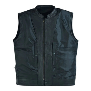 Leisure Breathable 100% Polyester Filling Genuine <b>Leather</b> <b>Sleeveless</b> <b>Jacket</b> Men's Women High Street Style Front Outerwear Vest - Product Image 1