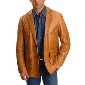 Best Design Double Breasted <b>Leather</b> <b>Blazer</b> Modern Formal Jacket Slim Fit Tailored Design Breathable Comfortable Inner Lining <b>Men</b> - Product Image 1