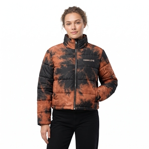 <b>Women</b> Custom Puffer Jacket 2026 <b>Winter</b> Wear Cropped Quilted <b>Coat</b> Stand Collar Full Zip Tie Dye Sublimation - Product Image 1