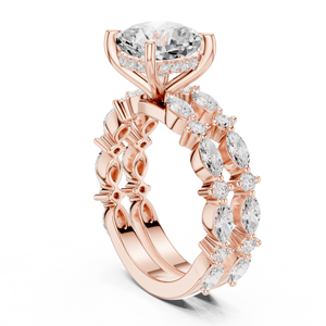 Rose Gold Lab Grown <b>Diamond</b> Cushion Cut Engagement <b>Ring</b>, Multi-Stone Pavé Band, Luxury Bridal Wedding <b>Ring</b> for Women Gifts - Product Image 4