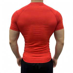 เสื้อยืดออกกำลังกายผู้ชาย สีแดง แขนสั้น ทรงปกติ แห้งเร็ว สปอร์ต คอกลม เสื้อสำหรับออกกำลังกาย ผ้าโมดอล กันยับ - Product Image 5