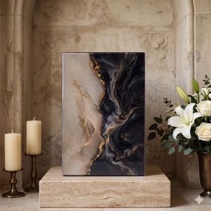 Black White Gold Marble Pattern Tablet <b>Memorial</b> Tribute Decor Panel for Funeral Tribute <b>Wall</b> Display - Product Image 3
