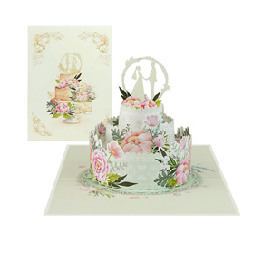 3D Pop Up Wedding Cake Greeting Card <b>Handmade</b> <b>Paper</b> Craft Valentine Gift Card Vietnam Factory Supply - Product Image 5