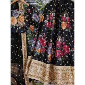 Magnifique designer de vêtements de fête de couleur noire brodé Lehenga Choli - Product Image 4