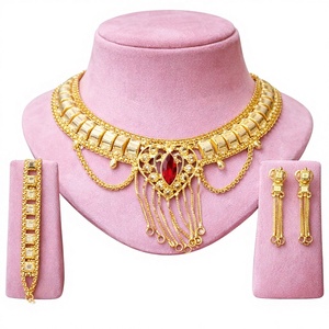 Elegante Juego de Collar y Pendientes con Diseño de Hoja, Chapado en Oro y Zirconia, para Boda, Modelo 53025 - Product Image 1