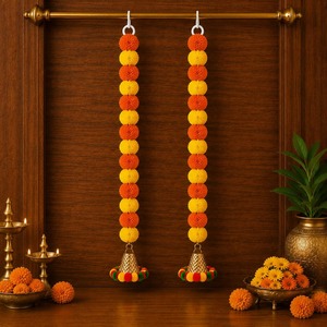 Guirnalda de Flores Artificiales de Plástico Ecológico para Decoración de Bodas Indias Tradicionales, Campanas, Guirnaldas de Flores para el Festival Diwali, Decoración del Hogar - Product Image 6