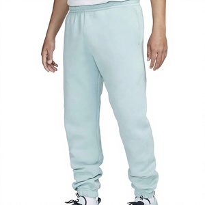 Men's Light Blue Fleece Sweatpants Elastic Waist Side Pockets Casual Joggers Autumn Wear Ankle-Length Spring Wear - Product Image 1