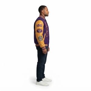 Veste universitaire personnalisée en laine et cuir 400 GSM Omega Psi Phi HBCU Streetwear Étiquette OEM - Product Image 3