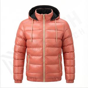 Men's Winter Coats Solid Color Parkas Puffer <b>Jackets</b> With Bubble <b>Padded</b> Cotton And <b>Waterproof</b> Hood Canvas Fabric Warm Black Mens - Product Image 2