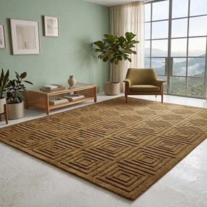 Modern Tufted Area Carpet Solid Brown Geometric Rug Square Pattern Plush Contemporary Living Room Bedroom Office Floor Decor - Product Image 5