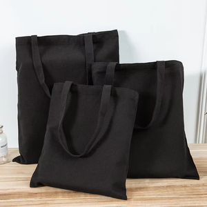 Ensemble de sacs fourre-tout en toile noire, pliables, réutilisables, grande capacité, sac à bandoulière pour tous les jours, pour femmes et hommes, logo personnalisé - Product Image 1