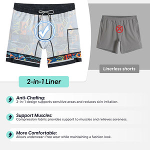 Shorts de Gimnasio 2 en 1 con Diseño de Abertura Lateral para Hombre, Soporte Muscular, Ajuste Sostenible, para Rutina Diaria y Entrenamiento, con Logotipo Personalizado - Product Image 2