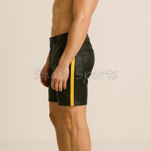 กางเกงขาสั้นหนังน้ำหนักเบาสำหรับผู้ชาย ใส่สบายสำหรับฤดูร้อน มีกระเป๋าข้าง รูร้อยเชือก ระบายอากาศได้ดี มีจำหน่ายแล้ว - Product Image 3