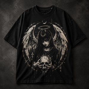 T-shirt graphique surdimensionné personnalisé Emo Gothique Streetwear Grunge Esthétique Witchcore Anime Imprimé Unisexe Coupe Ample - Product Image 1