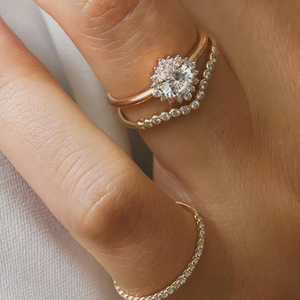 Floral 1.00CT Round Cut Diamond Cluster Wedding <b>Ring</b> 14K Yellow Gold Classic Design for Women's Party Gift For Lovers - Product Image 6