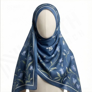 Pañuelo de nailon largo y estrecho con estampado floral elegante y borlas, suave y transpirable, nuevo estilo, para mujer, venta al por mayor, accesorio de moda y estilo para la cabeza. - Product Image 6