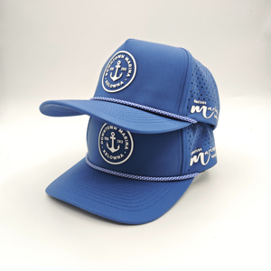 Downtown Marina Blue Mesh Baseball Cap Unisex Fitted 6-Panel <b>Hat</b> Breathable Waterproof Solid Color Casual Spring <b>Summer</b> - Product Image 5