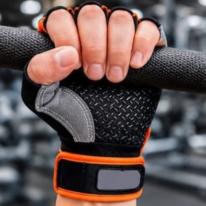 <b>Half</b> Finger Cycling Gloves Adjustable Wrist Strap Hook and Loop Closure Non <b>Slip</b> Breathable Leather Unisex Diamond Pattern - Product Image 1