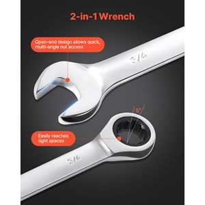 Set di 26 Chiavi a Cricchetto SAE e Metriche per Riparazione Auto con 72 Denti in Acciaio Cr-V e Organizzatore a Rack - Product Image 4