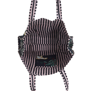 Sac fourre-tout matelassé en coton fait main, imprimé jungle, réversible, à fermeture ouverte, sac de plage d'été pour femme - Product Image 4